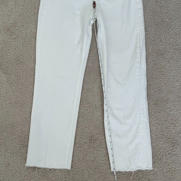Zara White Straight Leg Jeans with Raw Hem – Size 2 - Picture 6 of 7